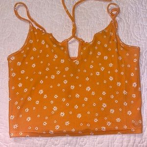 White flower orange crop top Me to We Essentials Medium